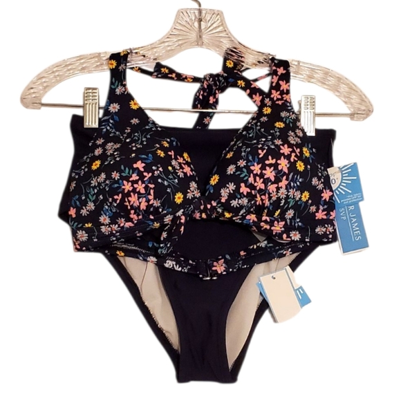 New‎ Women's Draper James RSVP Navy Nassau Bikini Swimsuit Beach Size XS NWT - Picture 1 of 16